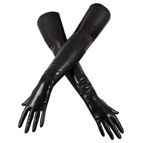 Stockings - Late X Long Latex Gloves Black