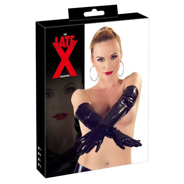 Stockings - Late X Long Latex Gloves Black