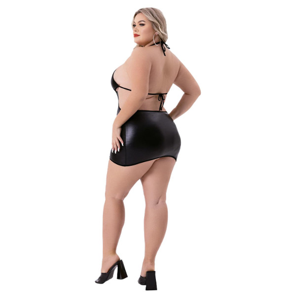 Μίνι Φόρεματα - Baci Wetlook Halter - Φόρεμα Μίνι Μαύρο Q