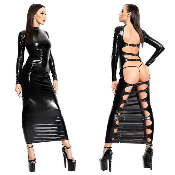 Φόρεματα - Jgf Wetlook Cutouts - Μακρύ Φόρεμα Μαύρο