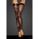 Stockings - Noir Floral Wetlook Stockings Black