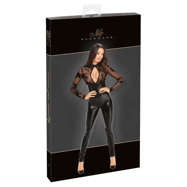 Vinyl Clothing - Noir Jumpsuit Libido with Hole Black