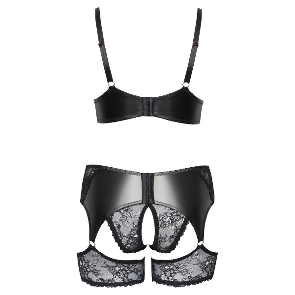 Sexy Bras - Cottelli Curves Wetlook Lace Set Black