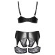 Sexy Bras - Cottelli Curves Wetlook Lace Set Black