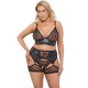 Sexy Bras - Cottelli Curves Wetlook Lace Set Black