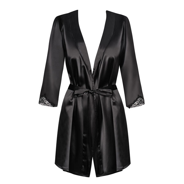 Ρόμπες - Obsessive Satinia - Ρόμπα και Εσώρουχο Μαύρο
