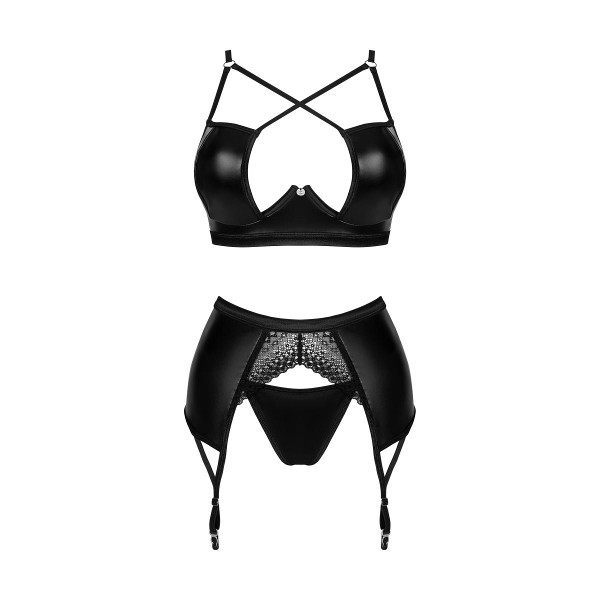 Women's Lingerie - Obsessive Norides Garter 3pcs Set Black Women's Lingerie - Obsessive Norides Garter 3pcs Set Black