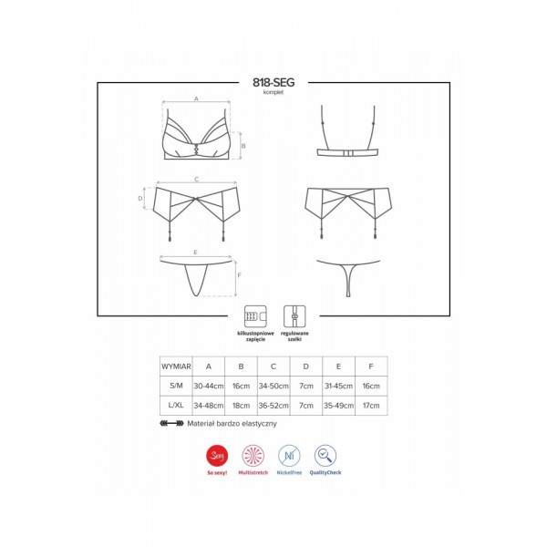 Ερωτικά Σετ - Obsessive 818 Seg1 - Σέξυ Σετ Μαύρο 3τμχ