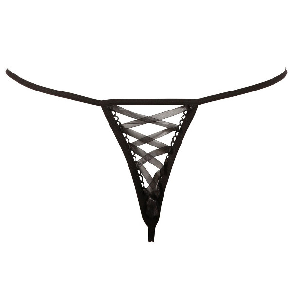 Women' s Underwear - Crotchless Rose Thong Black Women' s Underwear - Crotchless Rose Thong Black