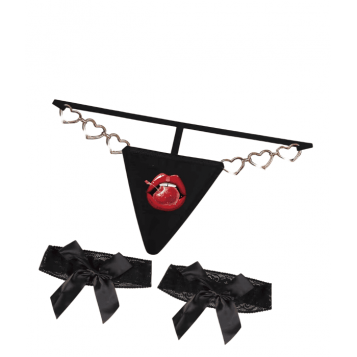 Std Cherry Lips - Στρίνγκ Και Ζαρτιέρες Μαύρες Std Cherry Lips - Στρίνγκ Και Ζαρτιέρες Μαύρες