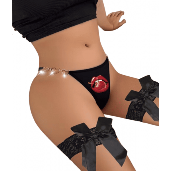 Std Cherry Lips - Στρίνγκ Και Ζαρτιέρες Μαύρες Std Cherry Lips - Στρίνγκ Και Ζαρτιέρες Μαύρες