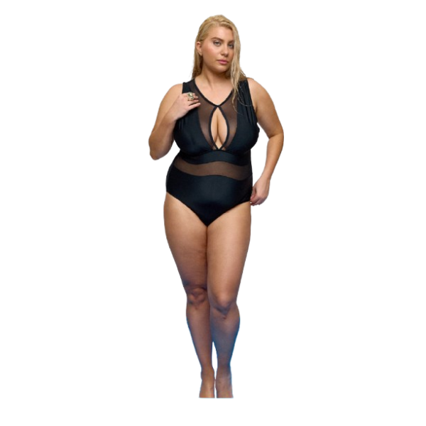 Std Plus Size - Ολόσωμο Μαγιό Με Διαφάνεια Μαύρο