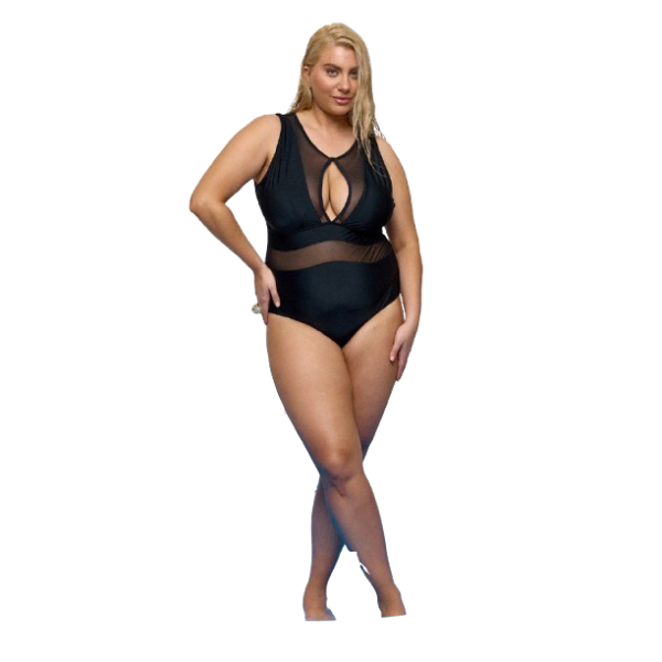 Std Plus Size - Ολόσωμο Μαγιό Με Διαφάνεια Μαύρο
