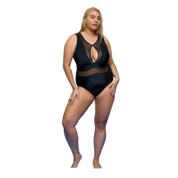Std Plus Size - Ολόσωμο Μαγιό Με Διαφάνεια Μαύρο
