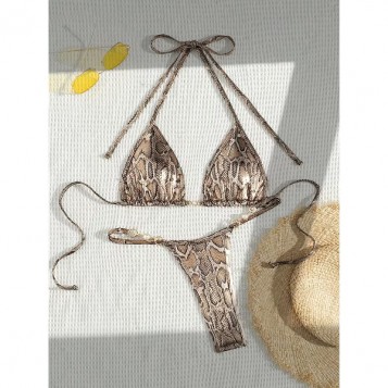 Std Snake Print Bikini Swimsuit Set Gold Std Snake Print Bikini Swimsuit Set Gold
