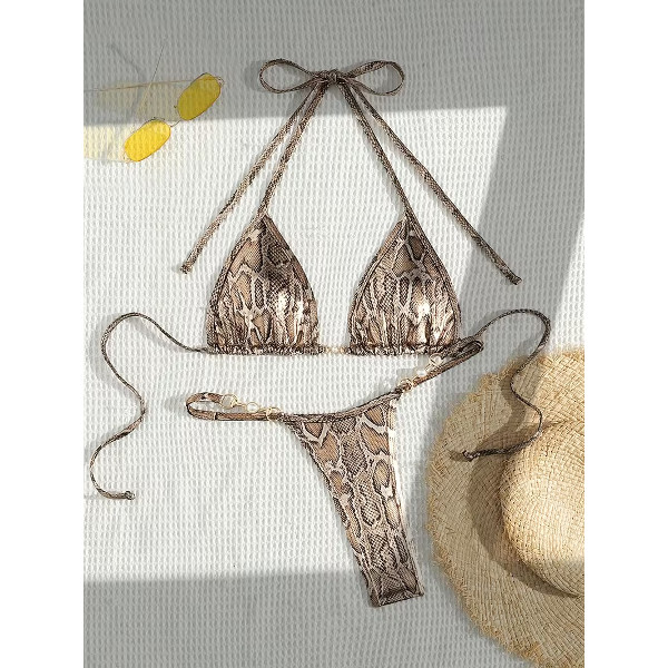 Swimuits - Std Snake Print Bikini Swimsuit Set Gold Swimuits - Std Snake Print Bikini Swimsuit Set Gold