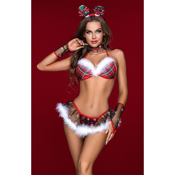 Christmas Lingerie - Std X-mas Skirt Costume Red 5pcs Christmas Lingerie - Std X-mas Skirt Costume Red 5pcs