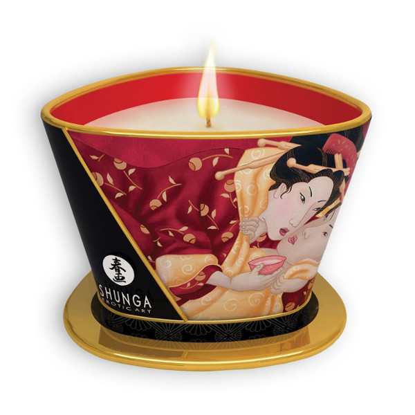 Shunga Erotic Art Massage Candle Sparkling Strawberry 170ml Shunga Erotic Art Massage Candle Sparkling Strawberry 170ml