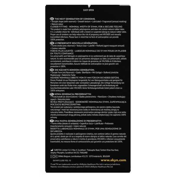 SKYN Close Feel Non-latex Condoms 10pcs