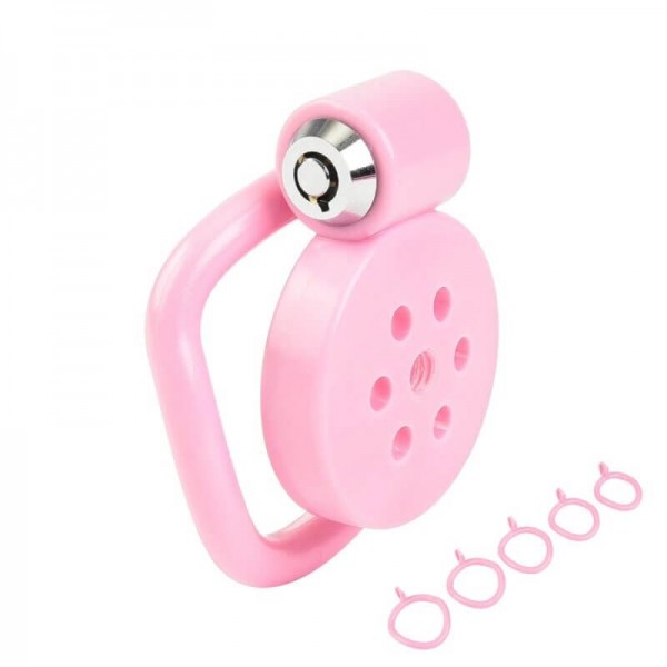 Std Ultra-flat Micro Chasity Cage With Rings Pink