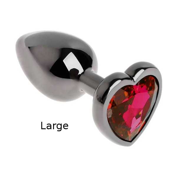 Anal Plugs - Guilty Toys Silver Plug L Hearty Red 8cm