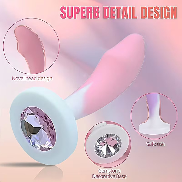 Σφήνες - Std Anal Plug with Diamond Pink White 8cm Σφήνες - Std Anal Plug with Diamond Pink White 8cm