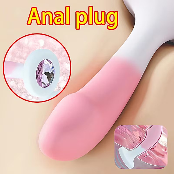 Σφήνες - Std Anal Plug with Diamond Pink White 8cm Σφήνες - Std Anal Plug with Diamond Pink White 8cm