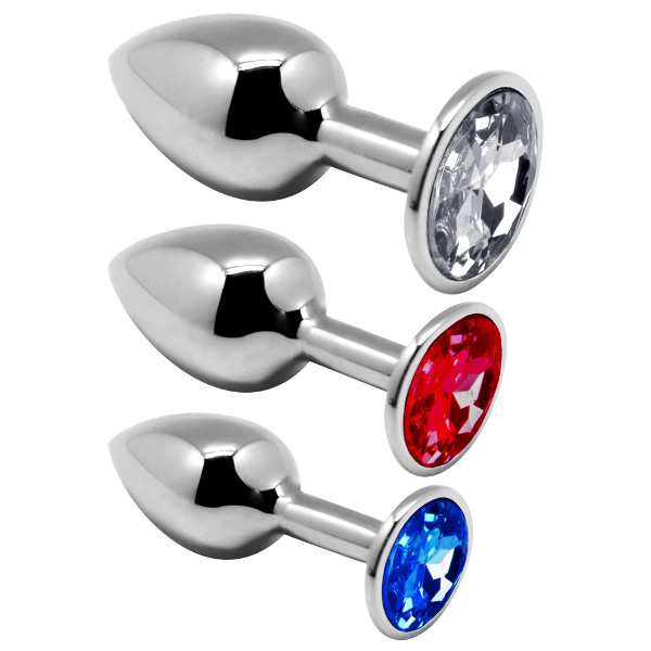 Anal Plugs Set - Alive Metal Plug Kit with Gemstones