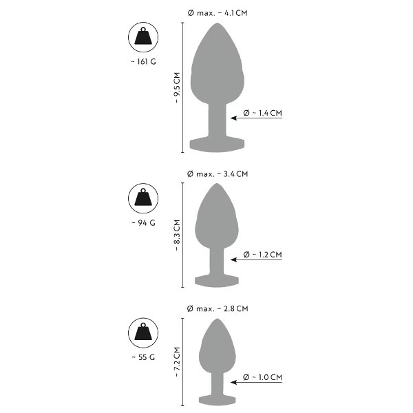 Anal Plugs Set - Anos Metal Plug Kit with Gemstones
