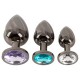 Anal Plugs Set - Anos Metal Plug Kit with Gemstones
