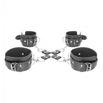 Bonded Leather Hogtie Hand and Ankle Cuffs - Μαύρο