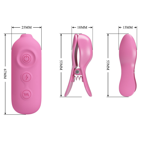 Electro Toys - Pretty Love Vibrating Nipple Clamps Pink