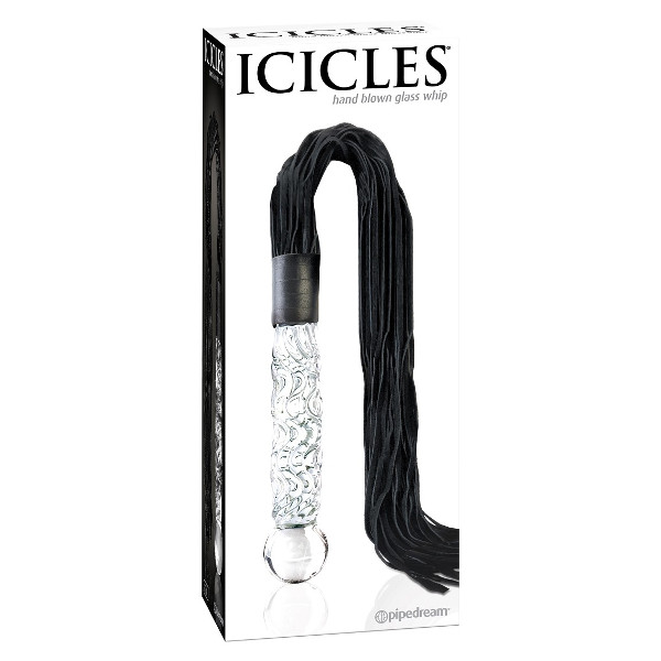 Bdsm Μαστίγια - Icicles No.38 Glass - Μαστίγιο με Κρόσια Μαύρα