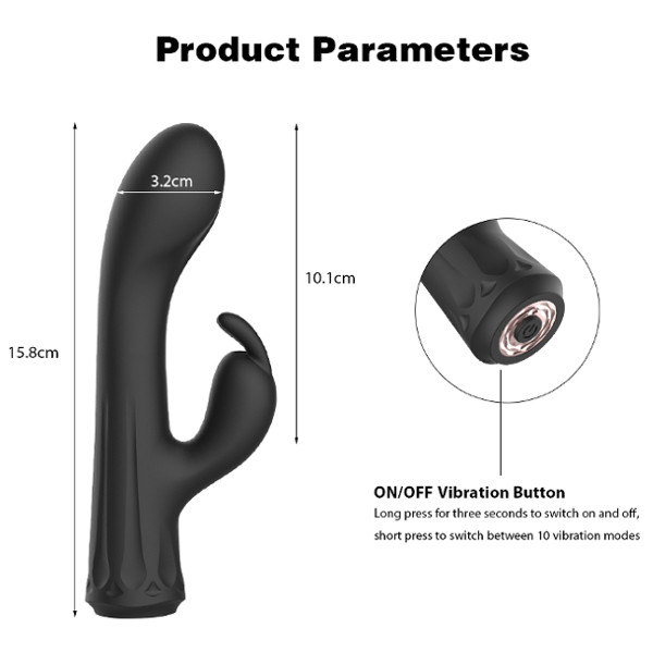 Rabbit Vibs - Passion Labs Lucia Rabbit Black 11.5cm