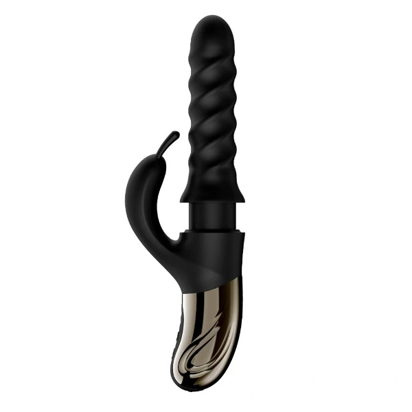 Rabbit - Swirl Rabbit Thrusting and Rotating Vibrator Black