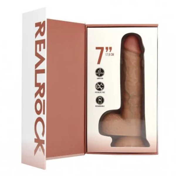 Ρεαλιστικά - Realrock - Ρεαλιστικός Δονητής με Όρχεις Καφέ 14εκ