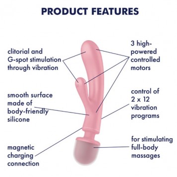 Satisfyer Triple Lover - Δονητής Μασάζ Ροζ 9.5εκ Satisfyer Triple Lover - Δονητής Μασάζ Ροζ 9.5εκ