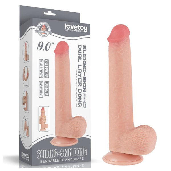 Dildo - Lovetoy Sliding Skin Dual 9 New - Φυσικό 16εκ Dildo - Lovetoy Sliding Skin Dual 9 New - Φυσικό 16εκ