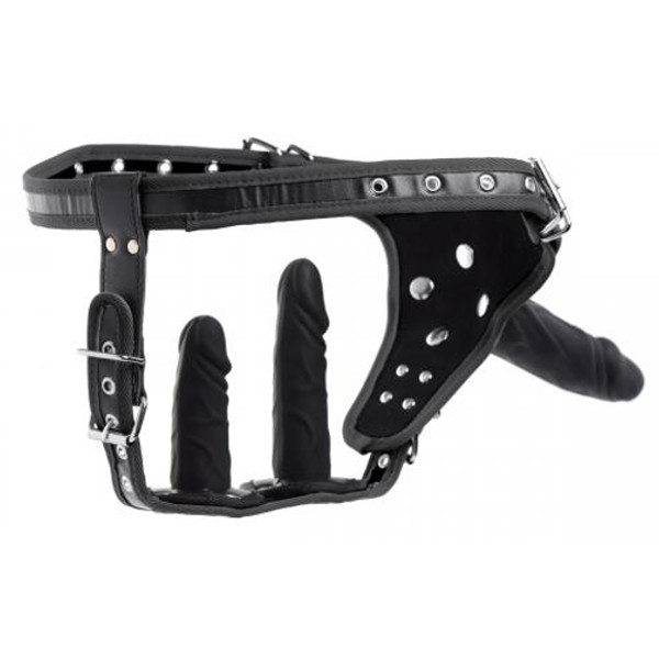 Double Straps - Xr Brands Double Strap On Harness Black