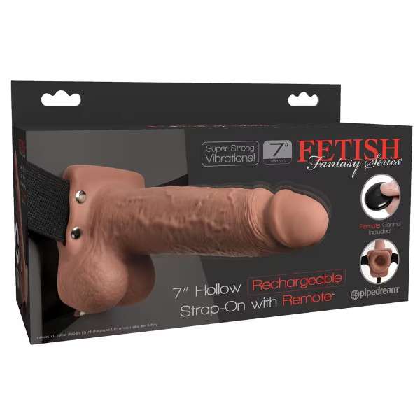 Strap on - FF Hollow Recharge Strap-on Remote 7.5inch Flesh
