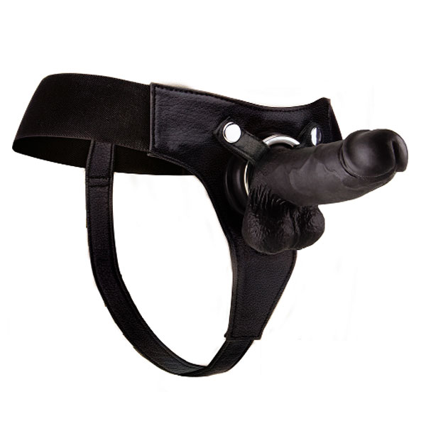 Ouch - Realistic Leather Strap-on 20cm Black