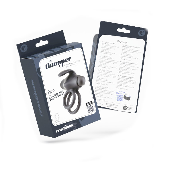 Penis Rings - Thumper Vibrating Double Cockring Remote Black Penis Rings - Thumper Vibrating Double Cockring Remote Black