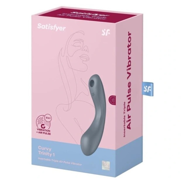 Clitoral Vibrators - Satisfyer Curvy Trinity 1 Vibrator Grey Clitoral Vibrators - Satisfyer Curvy Trinity 1 Vibrator Grey